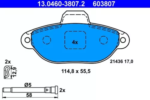 ATE Brake Pad Set, disc brake (13.0460-3807.2)