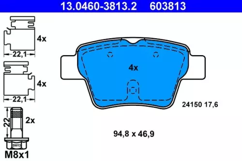 ATE Brake Pad Set, disc brake (13.0460-3813.2)
