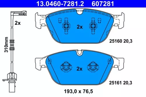 ATE Brake Pad Set, disc brake (13.0460-7281.2)