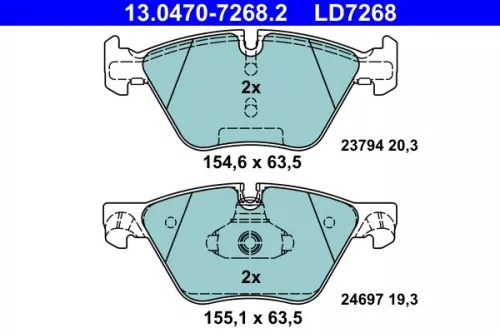 ATE 1x Brake Pad Set, disc brake (13.0470-7268.2)