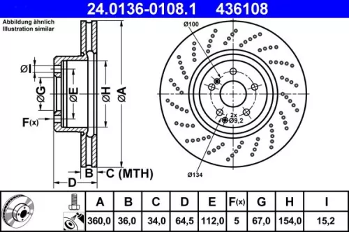 ATE Brake Disc (24.0136-0108.1)