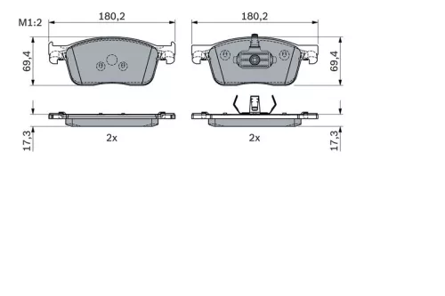 BOSCH Brake Pad Set, disc brake (0986424436)