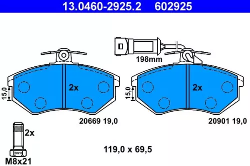 ATE Brake Pad Set, disc brake (13.0460-2925.2)