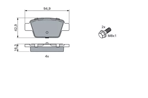 BOSCH Brake Pad Set, disc brake (0986494926)