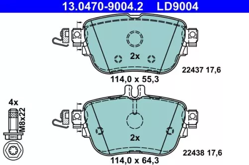 ATE Brake Pad Set, disc brake (13.0470-9004.2)