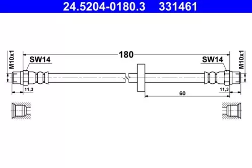 ATE Brake Hose (24.5204-0180.3)
