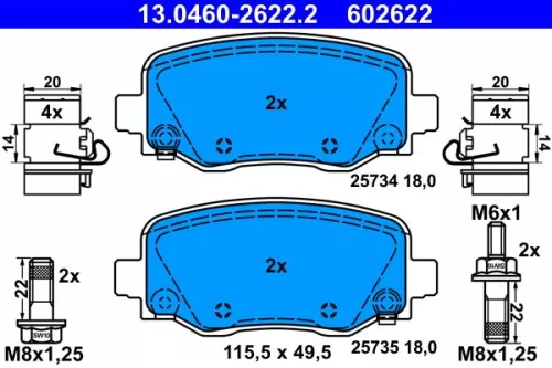ATE Brake Pad Set, disc brake (13.0460-2622.2)