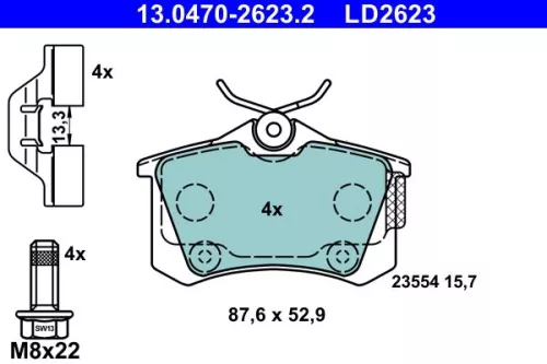 ATE Brake Pad Set, disc brake (13.0470-2623.2)