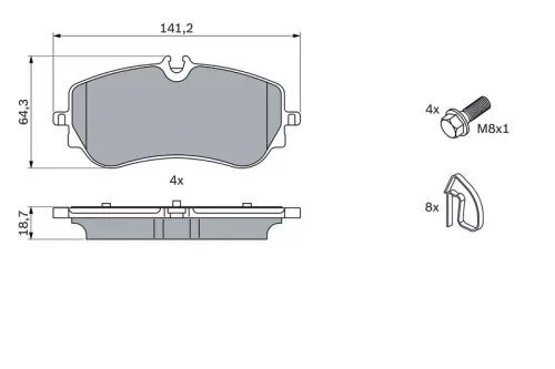 BOSCH Brake Pad Set, disc brake (0986424875)