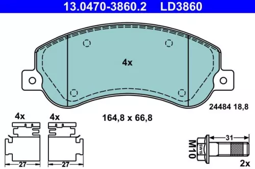 ATE Brake Pad Set, disc brake (13.0470-3860.2)