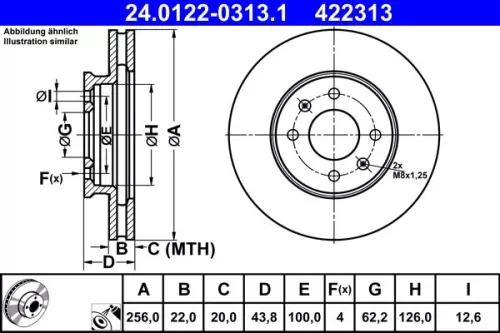 ATE Brake Disc (24.0122-0313.1)