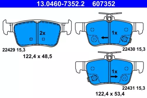 ATE Brake Pad Set, disc brake (13.0460-7352.2)