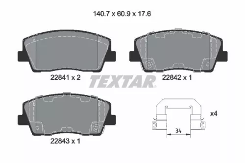 TEXTAR Brake Pad Set, disc brake (2284101)