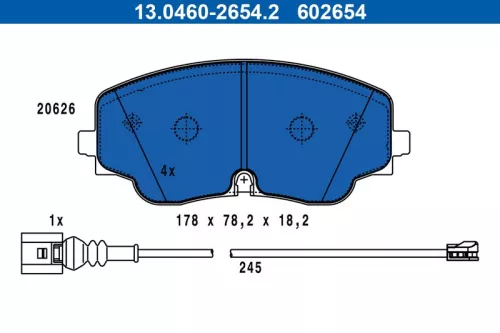 ATE Brake Pad Set, disc brake (13.0460-2654.2)
