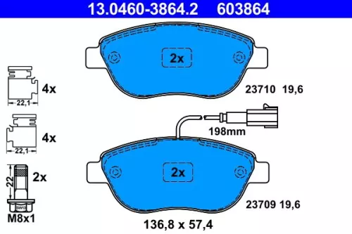 ATE Brake Pad Set, disc brake (13.0460-3864.2)