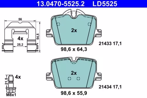 ATE Brake Pad Set, disc brake (13.0470-5525.2)