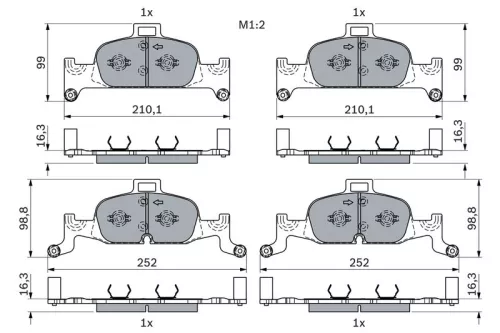 BOSCH Brake Pad Set, disc brake (0986424432)