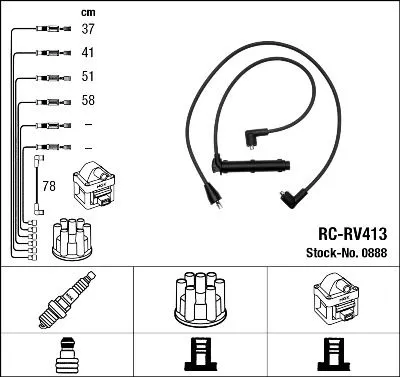 NGK Ignition Cable Kit (0888)