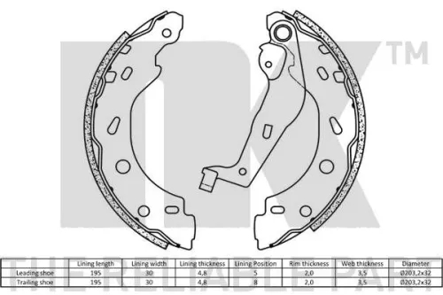 NK Brake Shoe Set (2733671)