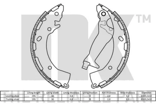 NK Brake Shoe Set (2734789)