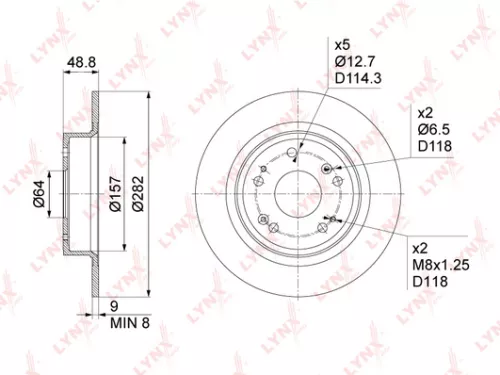 LYNXAUTO Brake disc, rear (282x9) (BN-1031)