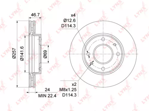 LYNXAUTO Brake disc, front (257x24) (BN-1057)