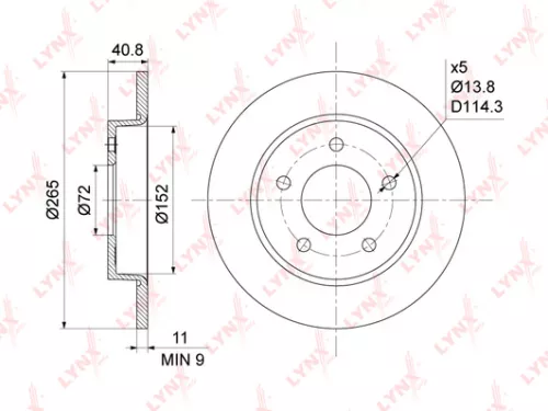 LYNXAUTO Brake disc, rear (265x11) (BN-1065)