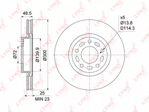 LYNXAUTO Brake disc, front (300x25) (BN-1069)