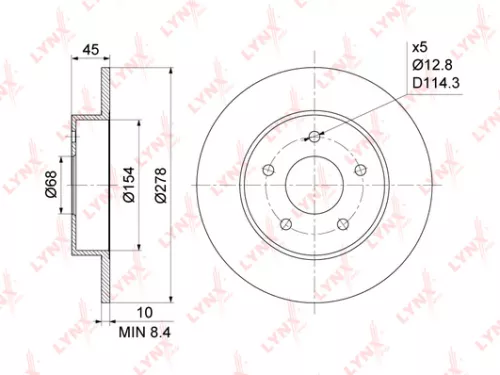 LYNXAUTO Brake disc, rear (278x10) (BN-1101)