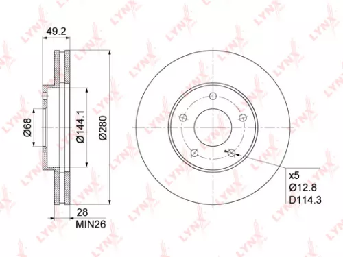 LYNXAUTO Brake disc, front (280x28) (BN-1108)