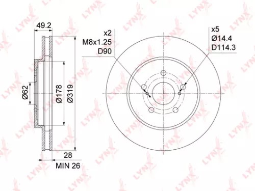 LYNXAUTO Brake disc, front (319x28) (BN-1163)