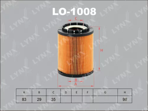 LYNXAUTO Oil filter (insert) (LO-1008)