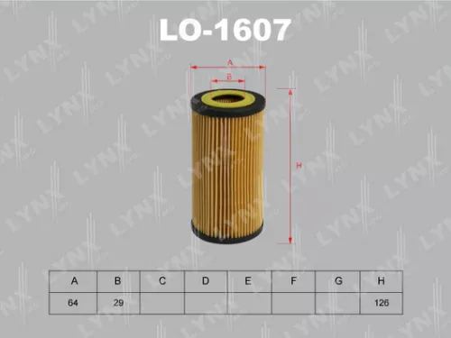 LYNXAUTO Oil filter (insert) (LO-1607)