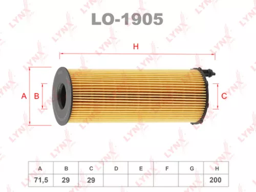 LYNXAUTO Oil filter (insert) (LO-1905)