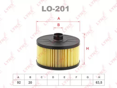 LYNXAUTO Oil filter (insert) (LO-201)