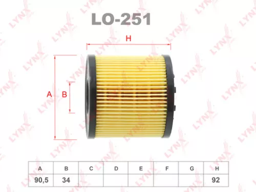 LYNXAUTO Oil filter (insert) (LO-251)