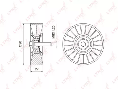 Deflection/Guide pulley, poly v-belt