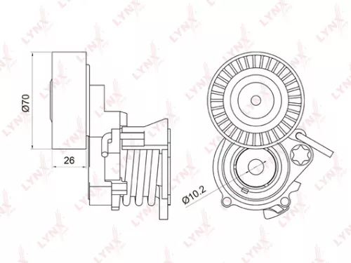 Belt tensioner, poly v-belt