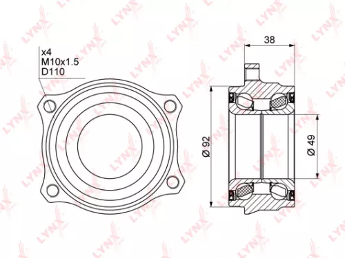 LYNXAUTO Wheel bearing, rear (WB-1016)